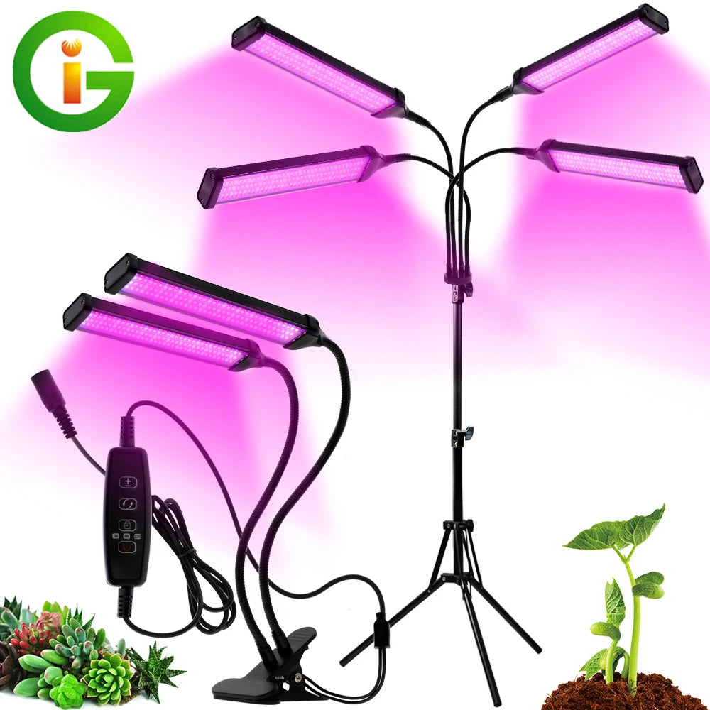 20W 40W 60W 80W LED Grow Light Full Spectrum Phyto Lamp with 3 Modes Timing Function for Indoor Flowers Plants Growth Lighting