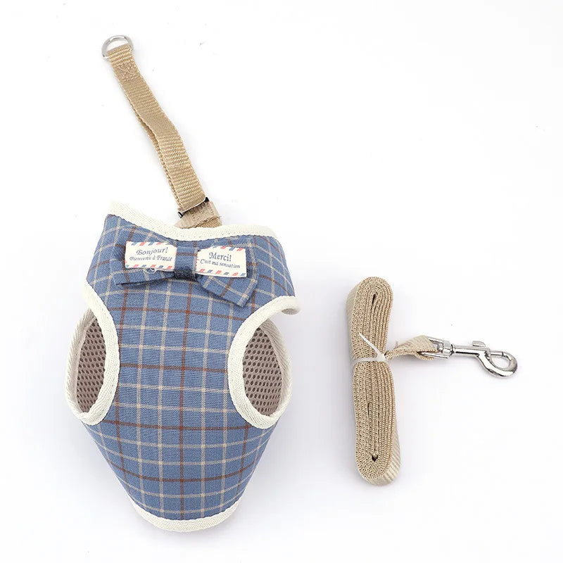 Cat Harness and Leash Set with Bowknot Mesh Design - Adjustable Vest and Lead for Cats and Small Dogs
