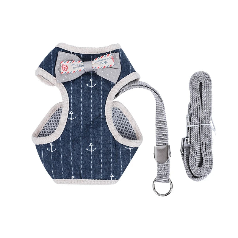 Cat Harness and Leash Set with Bowknot Mesh Design - Adjustable Vest and Lead for Cats and Small Dogs