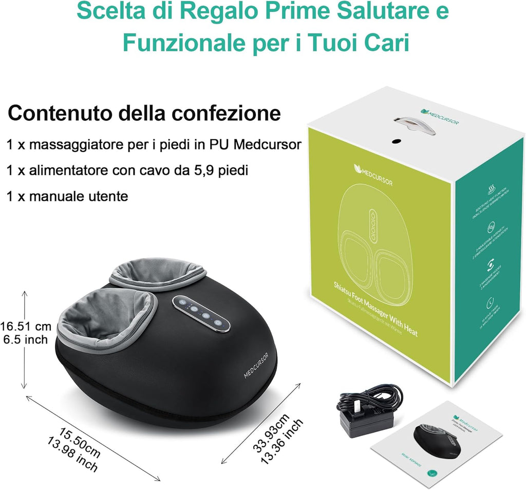 Macchina per Massaggi Ai Piedi  Con Funzione Di Calore, Massaggio a Impasto Profondo, Impostazioni Multilivello E Intensità Regolabile per L'Uso Domestico O in Ufficio (Nero)