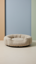 Cuccia minimalista beige avena per animali