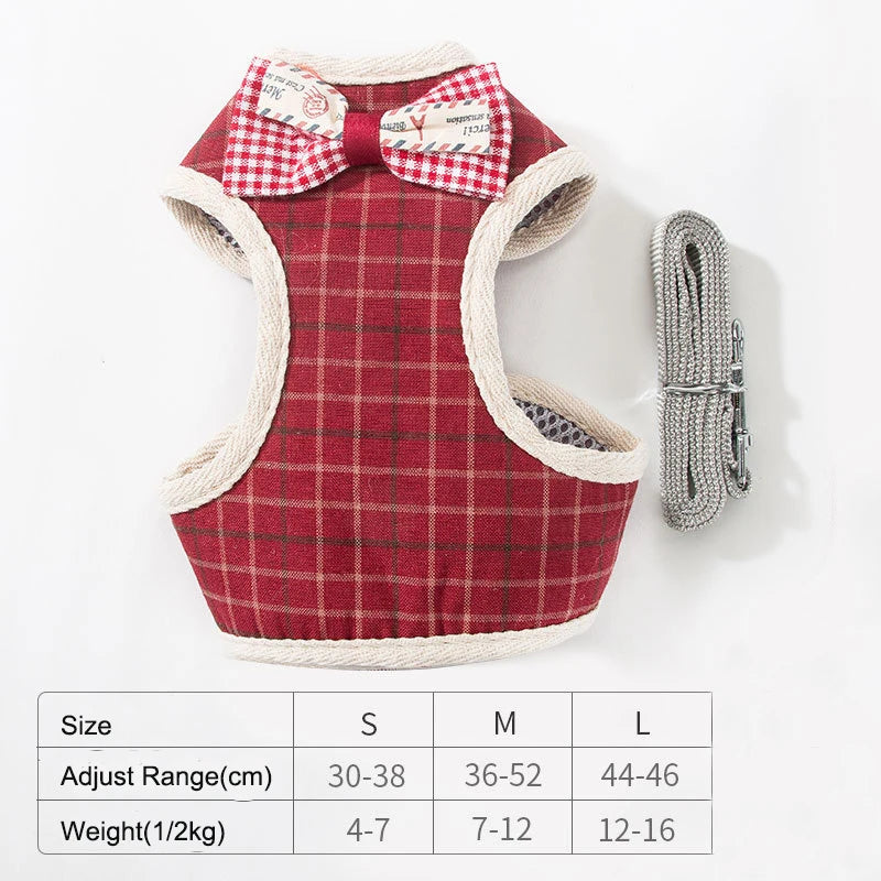 Cat Harness and Leash Set with Bowknot Mesh Design - Adjustable Vest and Lead for Cats and Small Dogs