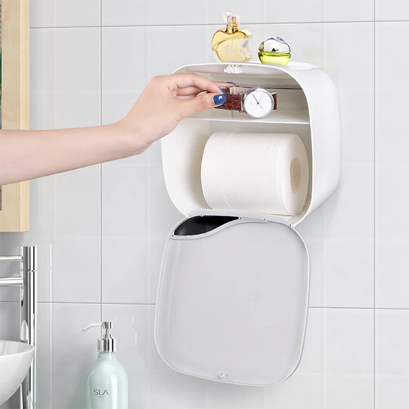 Multifunctional Waterproof Toilet Paper Holder - Dust-Proof Bathroom Storage Solution for Durable Paper Towels